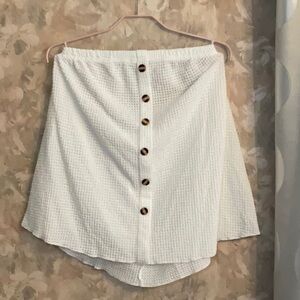 White Button-Front Strapless Shirt